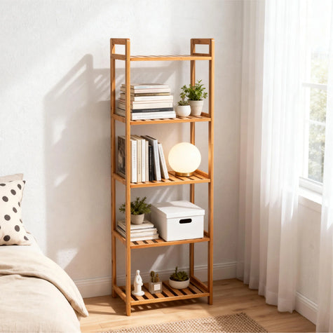 Branch-shaped five-tier shelf on the desk with a unique design, ideal for storing books and decorative items