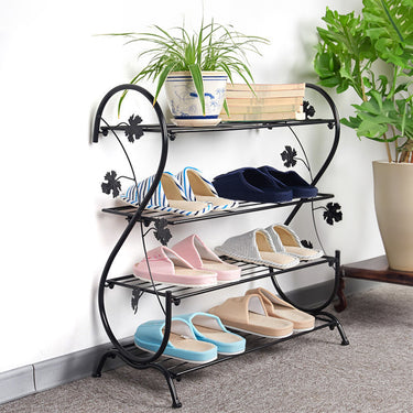 4-Tier S-Shape Metal Shoe Rack with Decorative Side Panels - Lifeideas