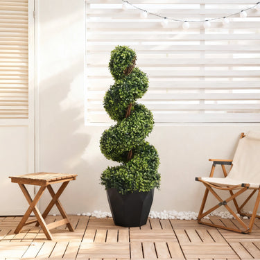 2 Pack Artificial Spiral Boxwood Topiary Tree – Realistic Fake Plant for Indoor & Outdoor Decoration - Lifeideas