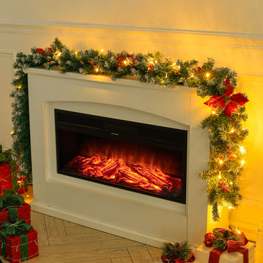 270cm Pre-Lit Artificial Spruce Christmas Garland with Warm White LED Lights - Lifeideas