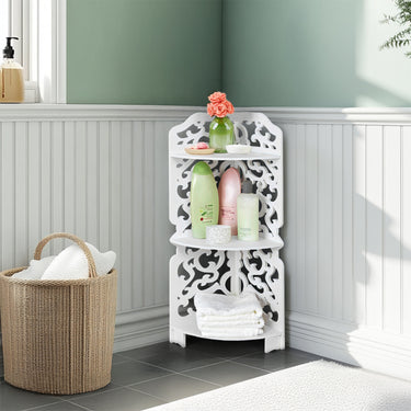 3-Tier Corner Storage Rack – Waterproof MDF Shelf for Bathroom or Bedroom - Lifeideas
