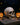 A realistic skull prop placed on a stand, flanked by eerie jack-o'-lanterns on both sides.