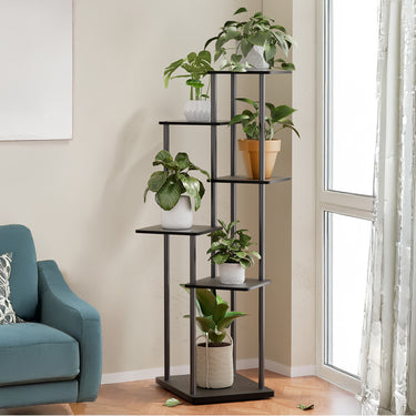 6-Tier Corner Plant Stand – Modern Metal Frame with MDF Shelves