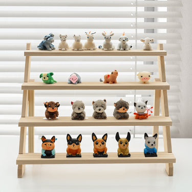 4-Tier Solid Pine Wood Desktop Display Stand – Natural Organizer for Jewelry & Decor - Lifeideas