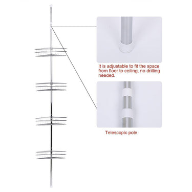 4-Tier Corner Shower Rack – No-Drill Metal Shelf for Bathroom - Lifeideas