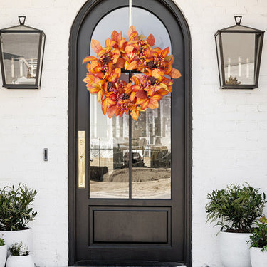 Halloween Maple Leaf and Berry Artificial Wreath – 50cm Fall Decoration