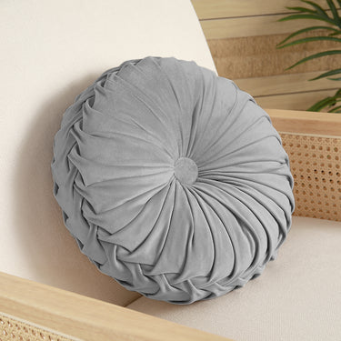 Vintage Pleated Velvet Round Cushion – Soft Decorative Pillow for Cozy Accents
