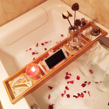 Bamboo Bath Tray – Relaxing Bathtub Caddy for Wine, Books & Essentials - Lifeideas
