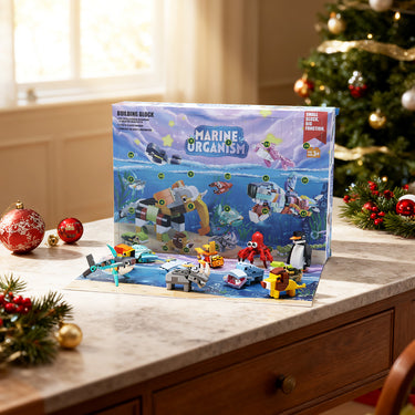 Advent Calendar Building Block Set – 24-Day Marine Animal Surprise Box (Age 3+)