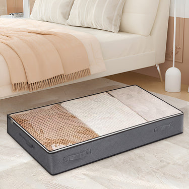 Fabric Clothes & Quilt Storage Box with Handles – Underbed Organizer with Clear Window