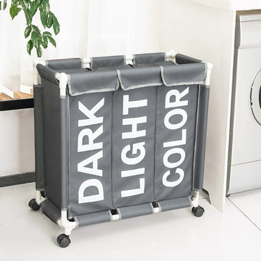 Large 3-Compartment Laundry Sorter with Wheels – Durable Oxford Fabric Hamper for Organized Laundry