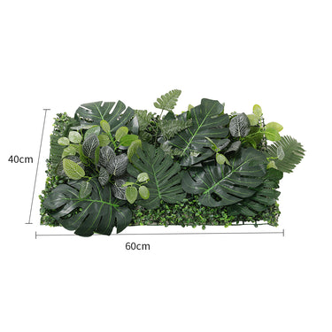 40x60cm Mixed Leaf Artificial Green Wall Panel – Fittonia, Fern & Monstera for Indoor/Outdoor Decor - Lifeideas