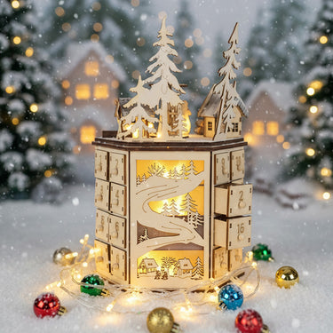 LED Rotating Countdown Christmas Calendar with Music Box