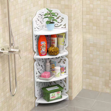 4-Tier White Corner Plant Display Stand – Elegant Carved Shelves for Indoor Greenery - Lifeideas