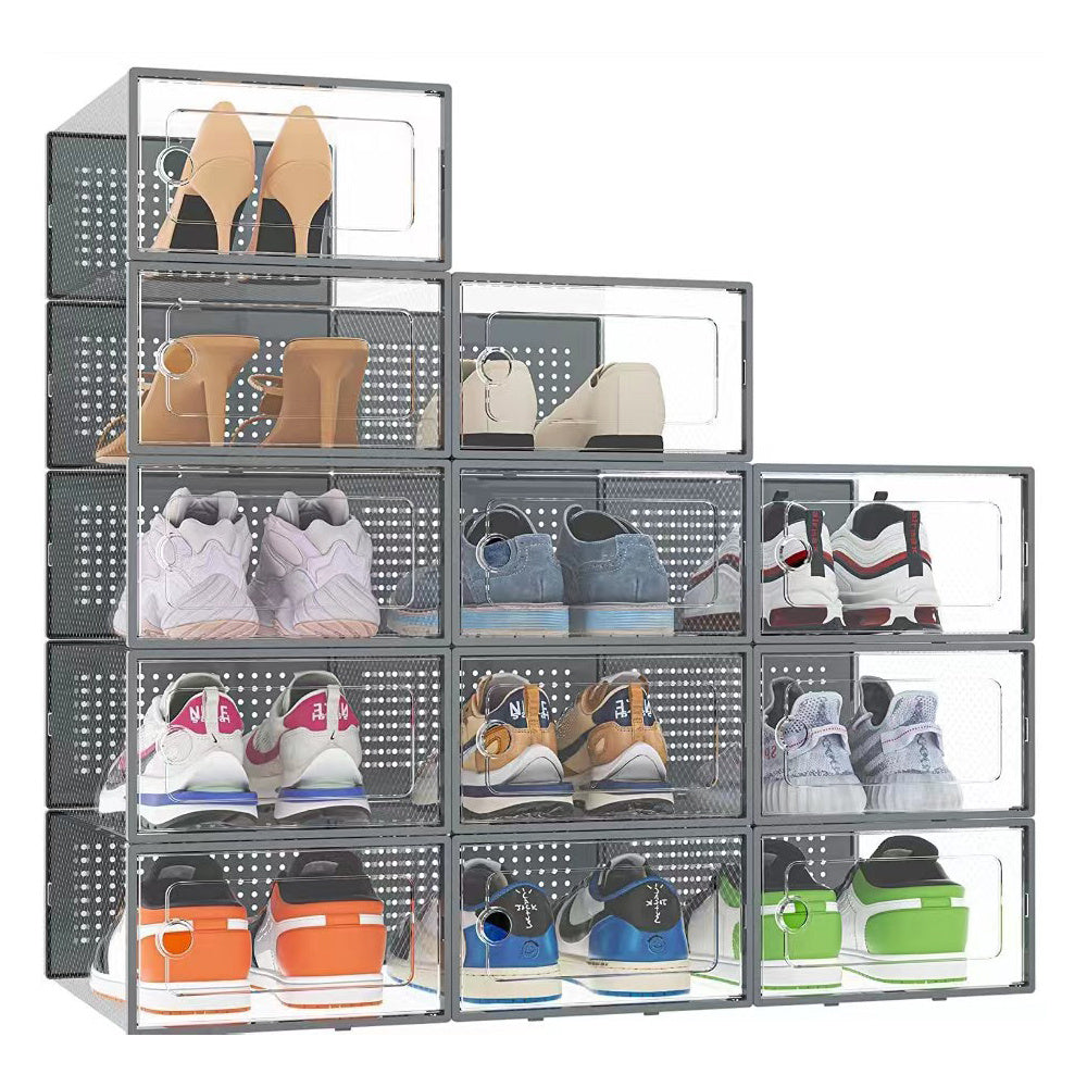 12 Pack Stackable Shoe Storage Box Organiser