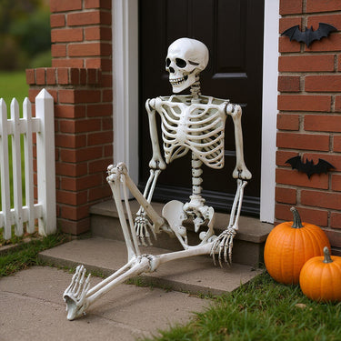 Realistic Full-Body Skeleton Prop – Posable Joints for Spooky Halloween Decoration