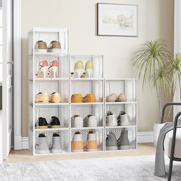 12-Pack Clear Ventilated Stackable Shoe Storage Boxes – Large Plastic Organizers - Lifeideas