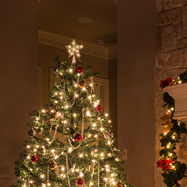 Pre-Lit Metal Star Tree Topper with Beads – Modern Hollow Design, Battery Operated