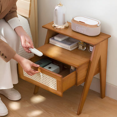 Wooden Nightstand with Drawer and Open Shelf – Modern Bedside Storage Cabinet