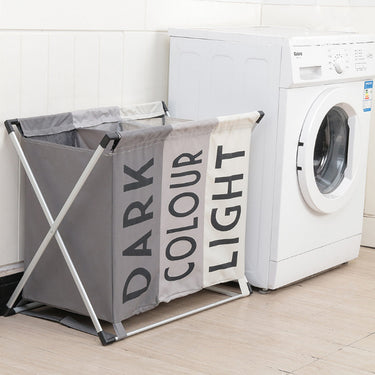 Foldable 3-Section Laundry Hamper with Aluminum Frame – Light, Dark & Colour Sorting