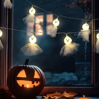 Halloween Ghost LED String Lights – Battery Operated Decoration for Home & Party