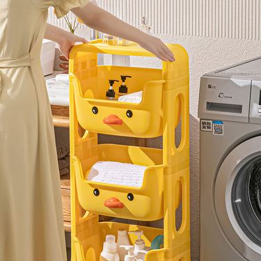 3-Tier Mobile Kids Toy Storage Rack – Cute Duck Design with Wheels - Lifeideas