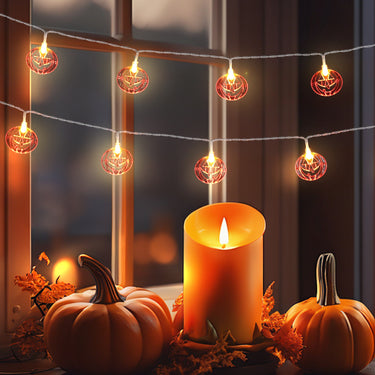 Halloween Smiley Pumpkin LED String Lights – Battery Operated Party Decoration