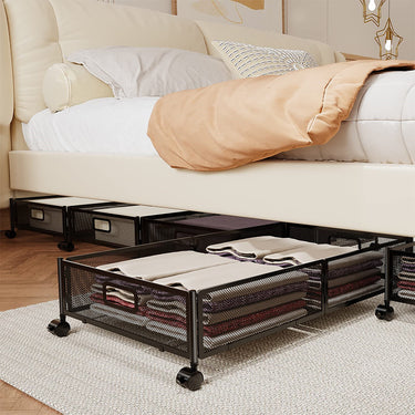 Foldable Metal Underbed Storage Container with Wheels – Space-Saving Organizer