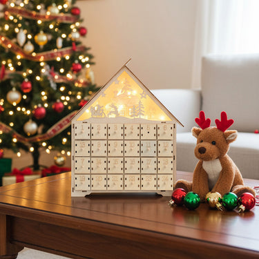Wooden Christmas Advent Calendar with LED Lights