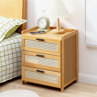 Wooden Nightstand with 3 Drawers – Compact Bedside Storage for Small Bedrooms
