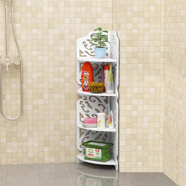 4-Tier White Corner Plant Display Stand – Elegant Carved Shelves for Indoor Greenery - Lifeideas