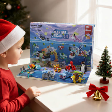 Advent Calendar Building Block Set – 24-Day Marine Animal Surprise Box (Age 3+)