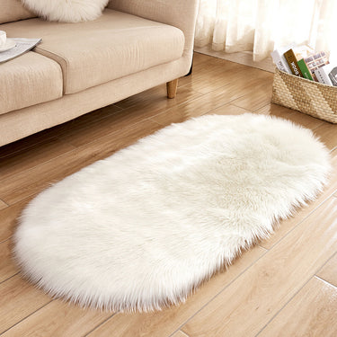 Oval Super Soft Shaggy Area Rug - White
