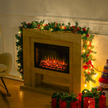 270cm Pre-Lit Artificial Spruce Christmas Garland with Warm White LED Lights - Lifeideas