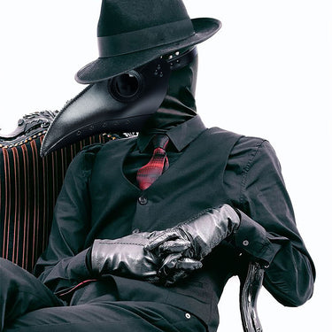 Halloween Cosplay Plague Doctor Mask – Black PU Leather Costume Accessory