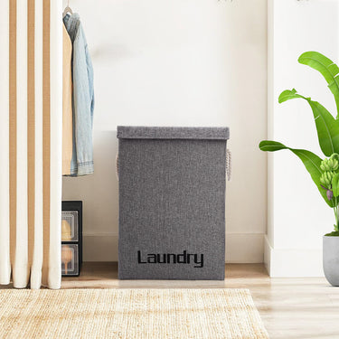 Foldable Laundry Hamper with Lid – Large Linen Storage Basket with Handles