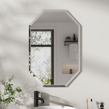 Wall Mounted Beveled Edge Mirror – Frameless Design for Bathroom, Vanity & Entryway