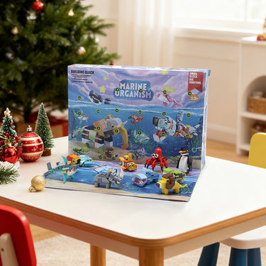 Advent Calendar Building Block Set – 24-Day Marine Animal Surprise Box (Age 3+)