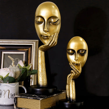 Abstract Resin Woman Face Statue – Minimalist Sculptural Decor for Shelves & Tabletops - Lifeideas