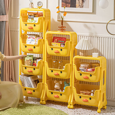 3-Tier Mobile Kids Toy Storage Rack – Cute Duck Design with Wheels - Lifeideas
