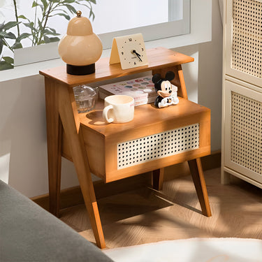 Wooden Nightstand with Drawer and Open Shelf – Modern Bedside Storage Cabinet