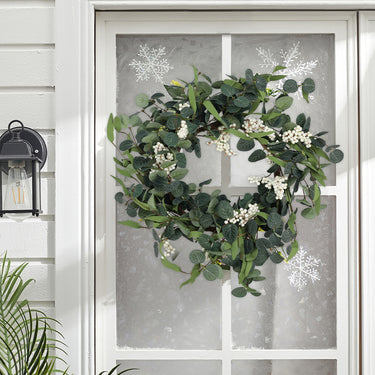 55cm Artificial Eucalyptus Topiary Wreath – Handmade Silk Leaf Door and Wall Decor - Lifeideas