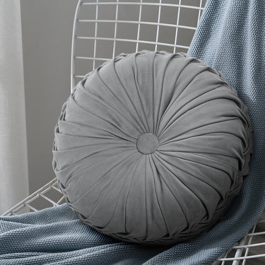 Vintage Pleated Velvet Round Cushion – Soft Decorative Pillow for Cozy Accents