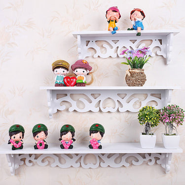 Set of 3 White Wooden Wall-Mounted Shelves – Decorative Floating Display Racks