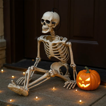 Halloween Skeleton Decoration – Realistic Full Body Prop with Posable Joints, Hanging String