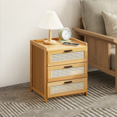 Wooden Nightstand with 3 Drawers – Compact Bedside Storage for Small Bedrooms