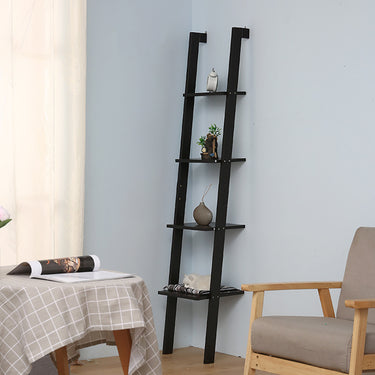 4-Tier Wall-Mounted Wooden Ladder Shelf – Modern Vertical Display & Storage Rack - Lifeideas