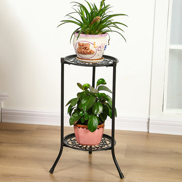 Vintage 2-Tier Metal Plant Stand – Indoor Decorative Flower Pot Holder