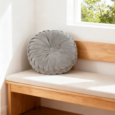 Vintage Pleated Velvet Round Cushion – Soft Decorative Pillow for Cozy Accents
