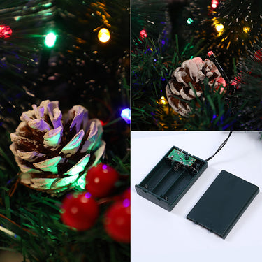 Pre-Lit Christmas Teardrop Swag with Red Berries and Pine Cones – Festive Door or Fireplace Decoration